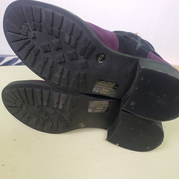 Lori Goldstein Women's Purple Black Color Block Heeled Boots Size 6M - Picture 9 of 11